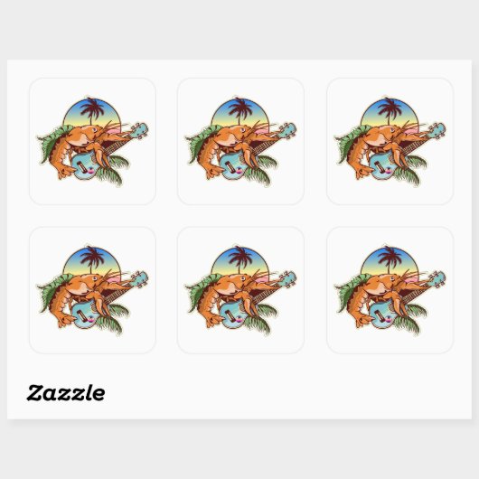 Lobster ukulele vierkante sticker (Vel)