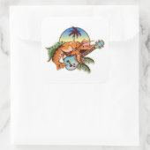 Lobster ukulele vierkante sticker (Tas)