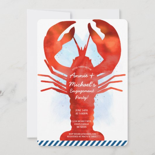 Lobster Verloving Invitation Kaart (Voorkant)