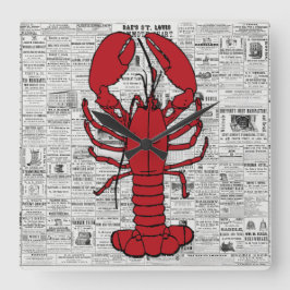 Lobster Wall Clock Vierkante Klok