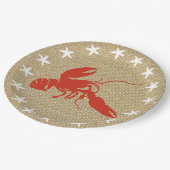 Lobster & White Starfish Nautical Beach "Burlap" Papieren Bordje (Gekanteld)