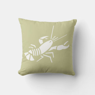 LOBSTER WIT op khaki groene kussen