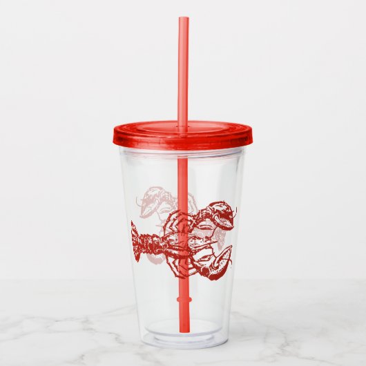  Lobster Woodcut, rood Acryl Drinkbeker (Voorkant)