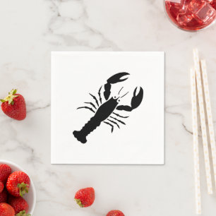 Lobster, zwart en wit, modern, leuk en leuk servet