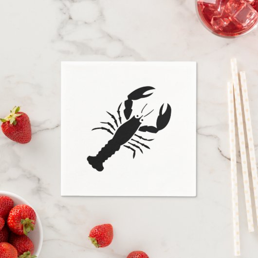 Lobster, zwart en wit, modern, leuk en leuk servet (Insitu)