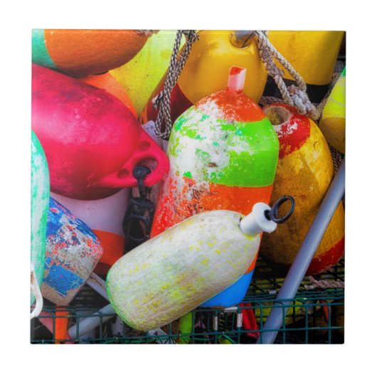 Lobsterboeien aan de Bass Harbour Tegeltje (Voorkant)