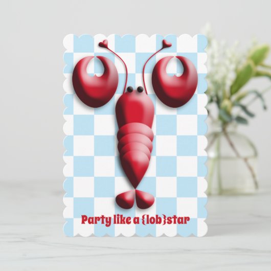 Lobsterfest Lobsterbake Cute Red Lobster Heart Kaart (Staand voorkant)