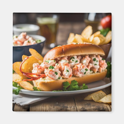 Lobsterrol en aardappelchips magneet (Voorkant)