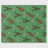 Lobsters en Vist boeien met een groene kerst Cadeaupapier (Vlak)