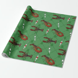 Lobsters en Vist boeien met een groene kerst Cadeaupapier