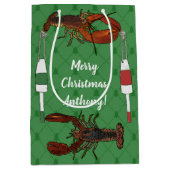 Lobsters en Vist boeien met een groene kerst Medium Cadeauzakje (Voorkant)