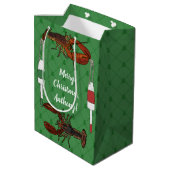 Lobsters en Vist boeien met een groene kerst Medium Cadeauzakje (Achterkant Gekanteld)