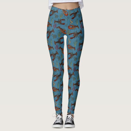 Lobsters in het blauwe Zee Leggings (Voorkant)