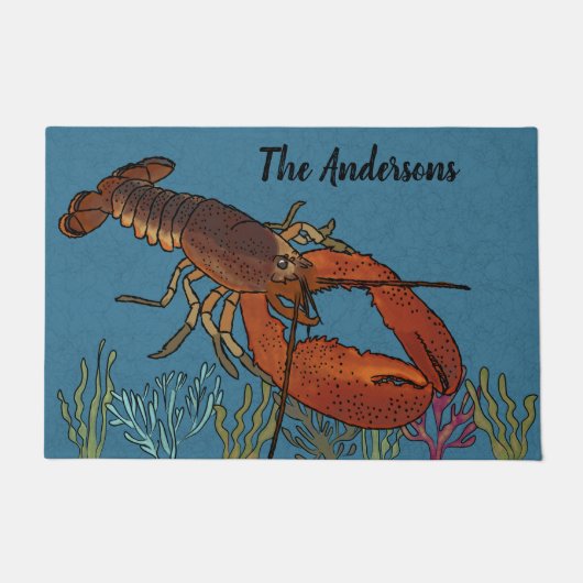 Lobsters in het blauwe Zee op maat Deurmat (Voorkant)