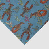 Lobsters in het geïllustreerde Zee Patroon Tissuepapier (Detail)