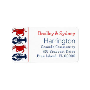 Lobsters krabben patriottic Large Address Label