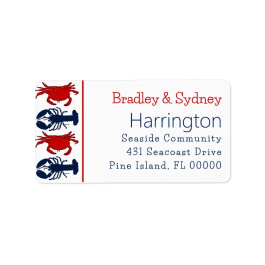 Lobsters krabben patriottic Large Address Label (Voorkant)