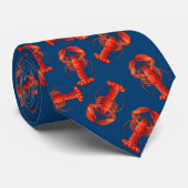 Lobsters op Navy Necktie Stropdas (Opgerold)