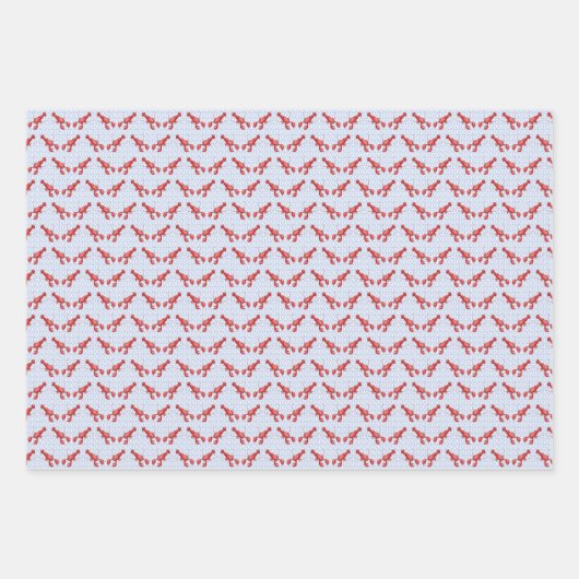Lobsters Wrapping Paper Flat Sheet Set of 3 (Voorkant)
