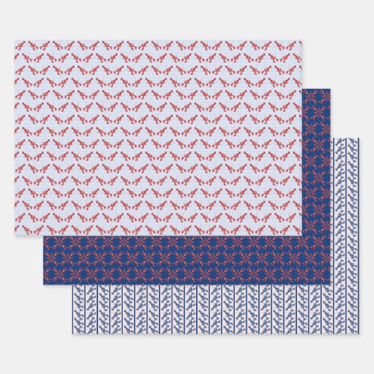 Lobsters Wrapping Paper Flat Sheet Set of 3 (Set)