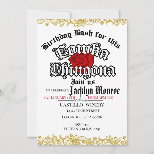 Loca Chingona Chola verjaardagsfeest uitnodiging (Voorkant)