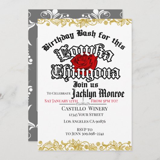 Loca Chingona Chola verjaardagsfeest uitnodiging (Voorkant / Achterkant)