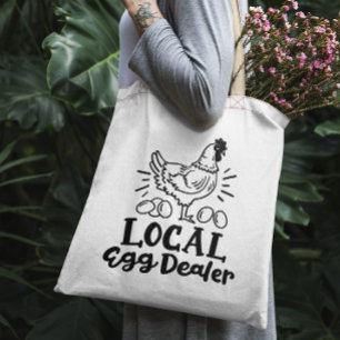 "Local Egg Dealer" grappige kip canvas tas