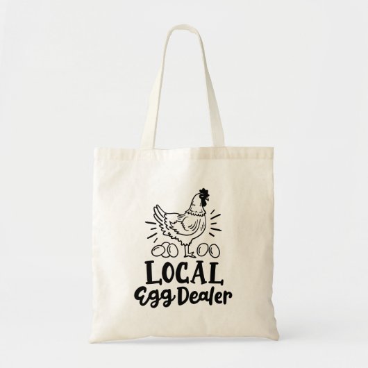 "Local Egg Dealer" grappige kip canvas tas (Voorkant)