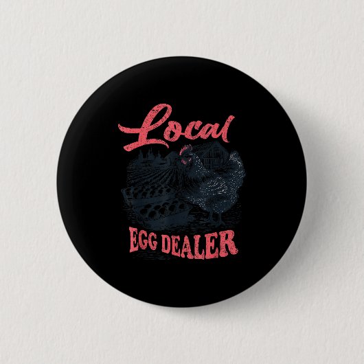 Local Egg Er Retro Chicken Funny Farmer Easter Adu Ronde Button 5,7 Cm (Voorkant)