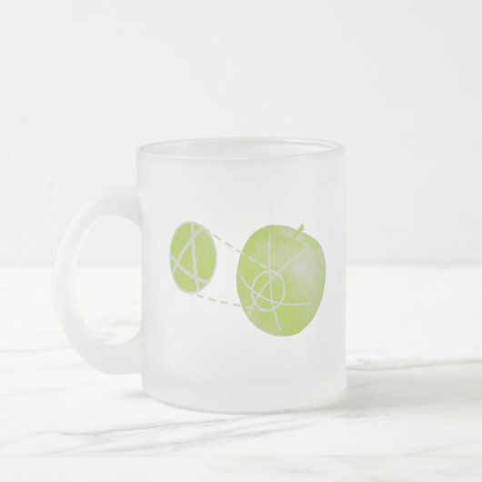 Local flatness explained with red and green apples matglas koffiemok (Links)