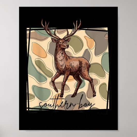 Local Southern Boy Deer Hunting Camo Outdoor Vinta Poster (Voorkant)