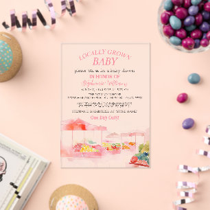 Locally Grown Baby Farmers Market Baby Girl shower Acryl Uitnodigingen