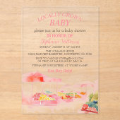 Locally Grown Baby Farmers Market Baby Girl shower Acryl Uitnodigingen (Voorkant)