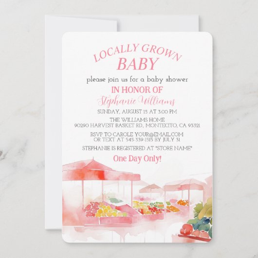 Locally Grown Baby Farmers Market Baby Girl shower Kaart (Voorkant)