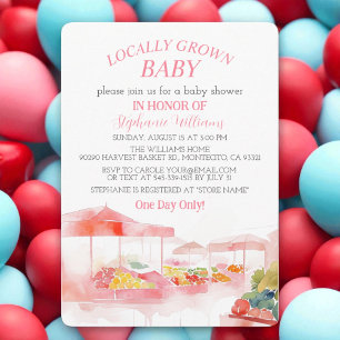 Locally Grown Baby Farmers Market Baby Girl shower Kaart