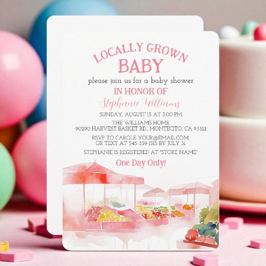 Locally Grown Baby Farmers Market Baby Girl shower Kaart