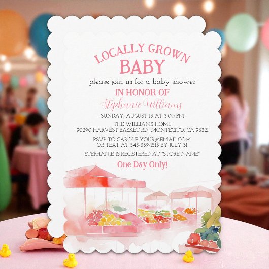 Locally Grown Baby Farmers Market Baby Girl shower Kaart
