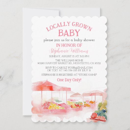 Locally Grown Baby Farmers Market Baby Girl shower Kaart (Voorkant)