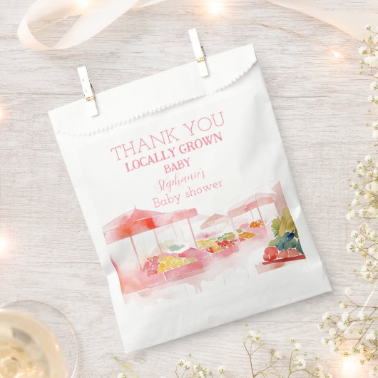 Locally Grown Baby Girl Shower Farmers Market Bedankzakje (Geknipt)