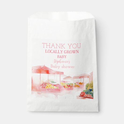 Locally Grown Baby Girl Shower Farmers Market Bedankzakje (Voorkant)