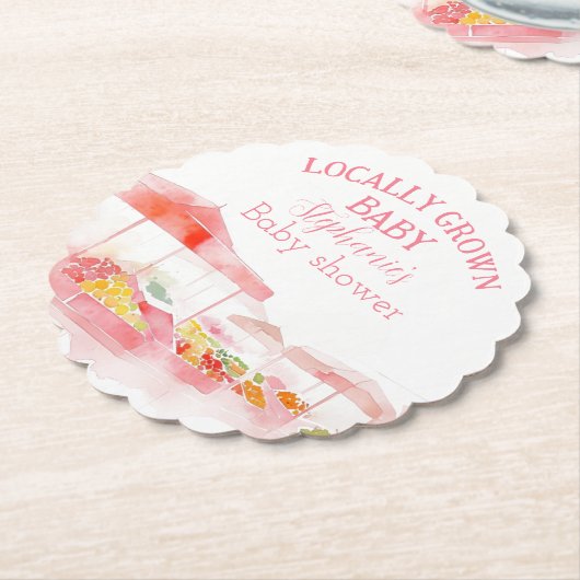 Locally Grown Baby Girl Shower Farmers Market Kartonnen Onderzetters (Gekanteld)