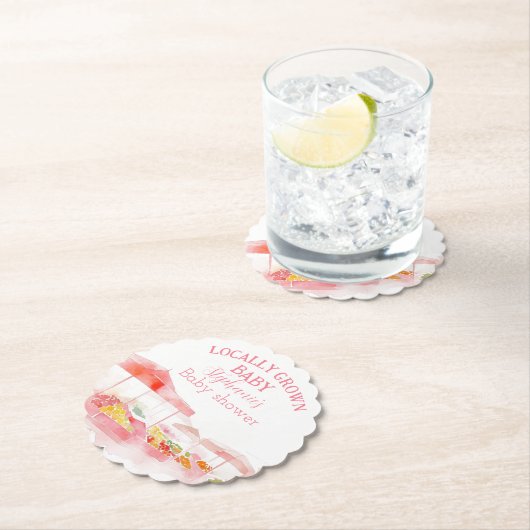 Locally Grown Baby Girl Shower Farmers Market Kartonnen Onderzetters (Insitu)