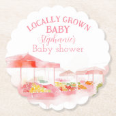 Locally Grown Baby Girl Shower Farmers Market Kartonnen Onderzetters (Voorkant)