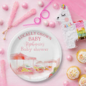 Locally Grown Baby Girl Shower Farmers Market Papieren Bordje (Feest)