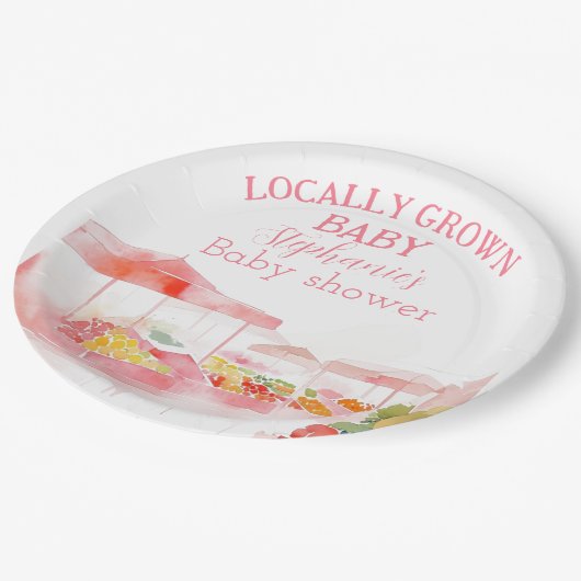 Locally Grown Baby Girl Shower Farmers Market Papieren Bordje (Gekanteld)