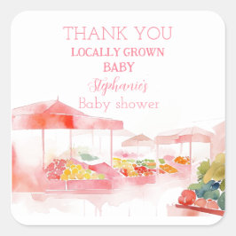 Locally Grown Baby Girl Shower Farmers Market Vierkante Sticker