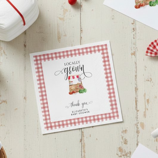 Locally Grown Baby Shower Carrots Gingham Servet