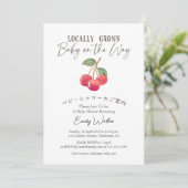 Locally Grown Baby Shower Cherry Watercolor Rustic Kaart (Staand voorkant)