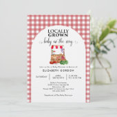 Locally Grown Baby Shower Farm Market Gingham Kaart (Staand voorkant)