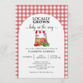 Locally Grown Baby Shower Farm Market Gingham Kaart (Voorkant)